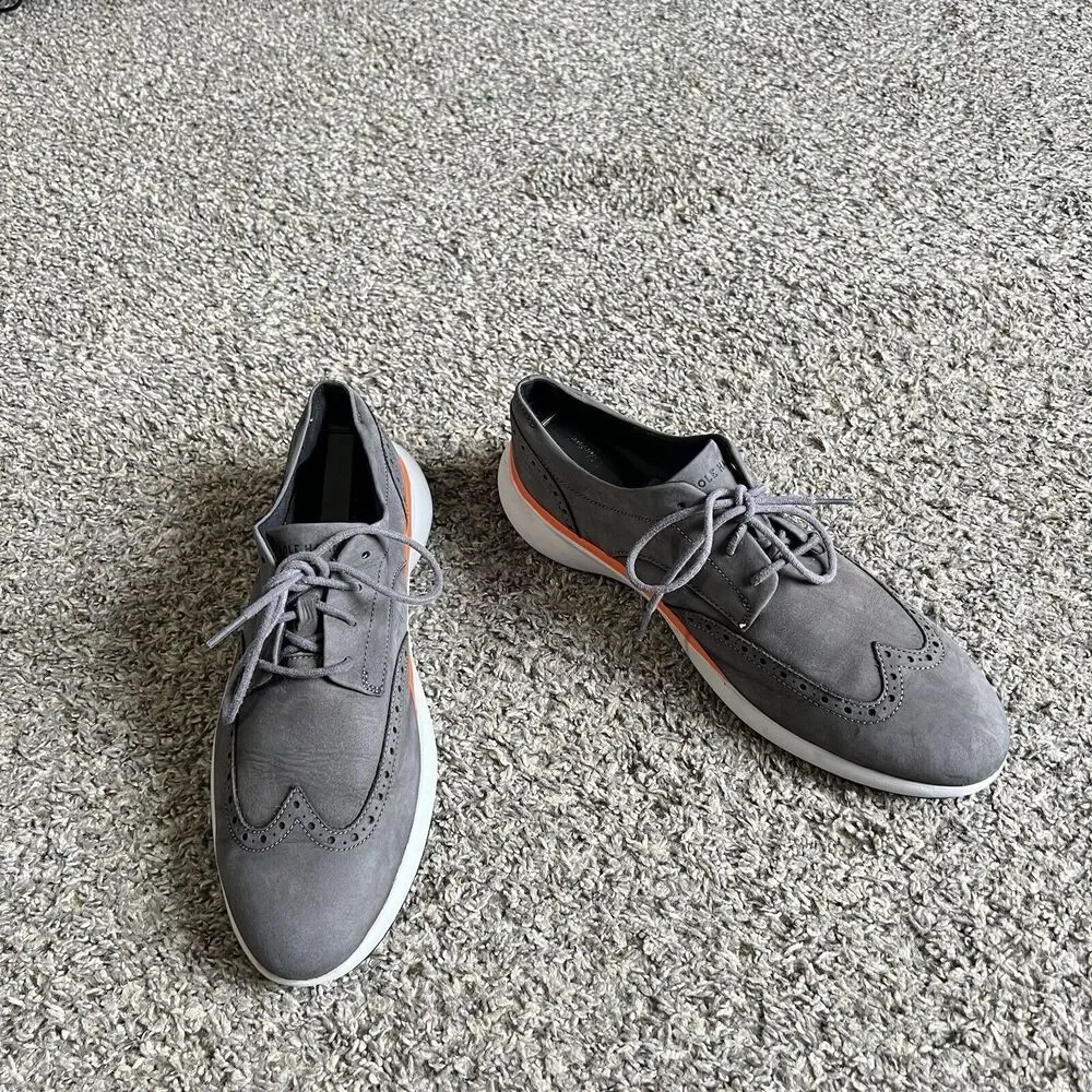 Cole Haan Mens Grand Troy Wingtip Oxford Pavement Grey C33765 Size 11.5 Leather